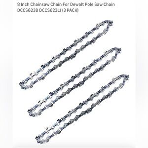 8 Inch Chainsaw Chain For Dewalt Pole Saw Chain DCCS623B DCCS623L1 (3 PACK) New